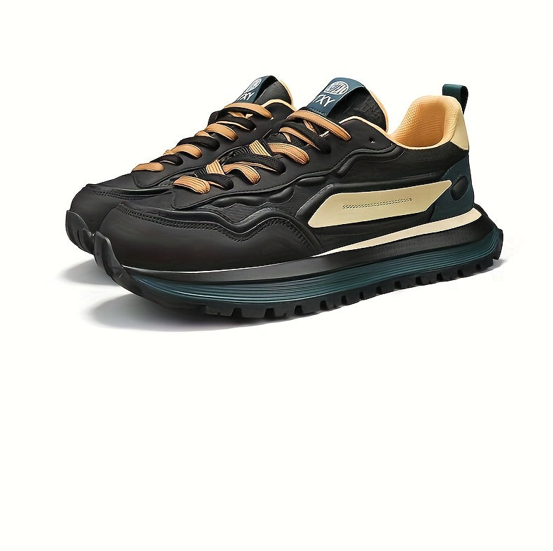 Men's Breathable Casual Sneakers - Trendy Low-Top Lace-Up Sneakers with Soft Rubber Sole, White Black Design for Spring/Summer, Perfect for Running and Casual Attire, Versatile Running Footwear Sporty Aesthetic Shoes Co