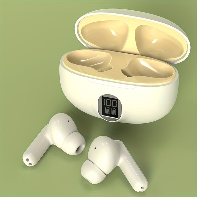 HiFi Sound TWS Wireless Earbuds with HD Display, Touch Controls, Long Battery Life, Wireless 5.0, Comfort Fit for Running, Yoga & Gaming - White, Beige, Black Options