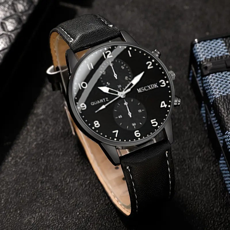 5pcs men&women's Watch Set - Stylish Casual Quartz Wristwatch, Necklace, Bracelet, Ring, and Glasses, Suitable for Women&women