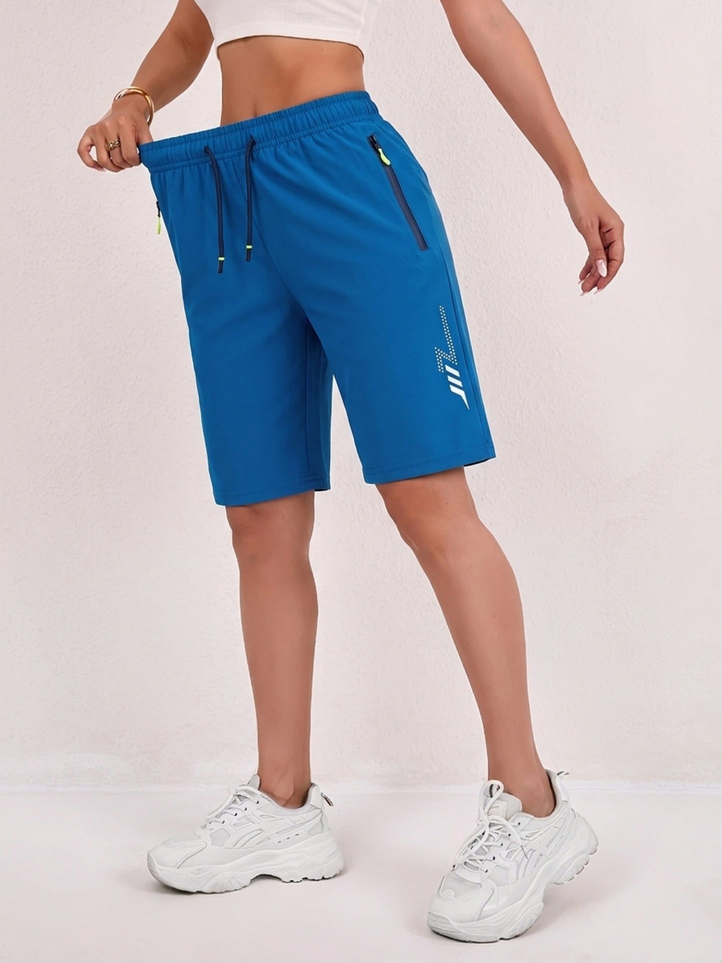 Women’s Quick-Dry Athletic Shorts with Zipper Pockets - Summer Fitness