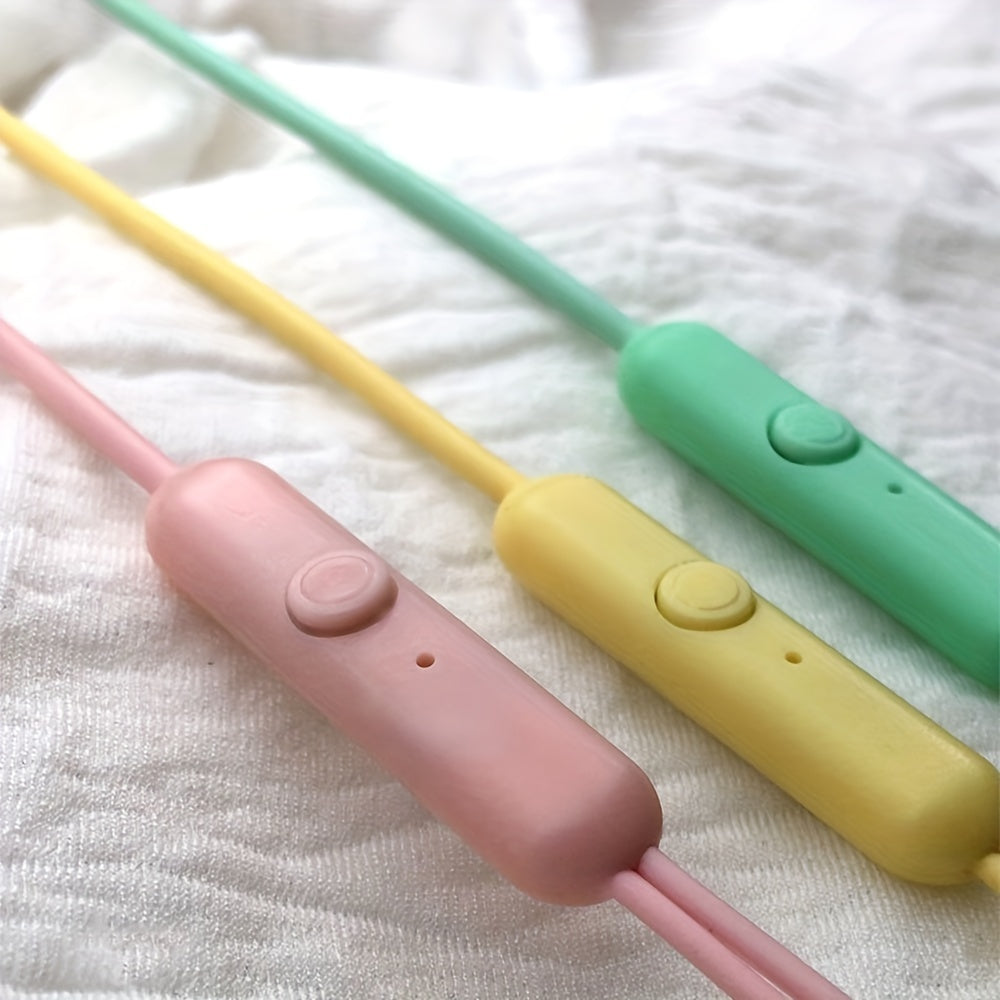 Anime-Inspired Wired Earphones with Microphone, 3.5mm Jack, Noise Isolating, Volume Control, Tangle-Free Cable, Plastic Semi-Open-Back Design, Compatible with Cellphones, Ideal for Running - Multiple Colors