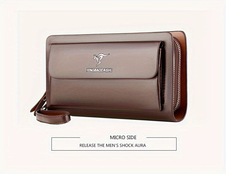Men‘S Faux Leather Business Clutch with Multiple Compartments, Portable Handheld Bag for Daily And Business Use - And Easy Maintenance
