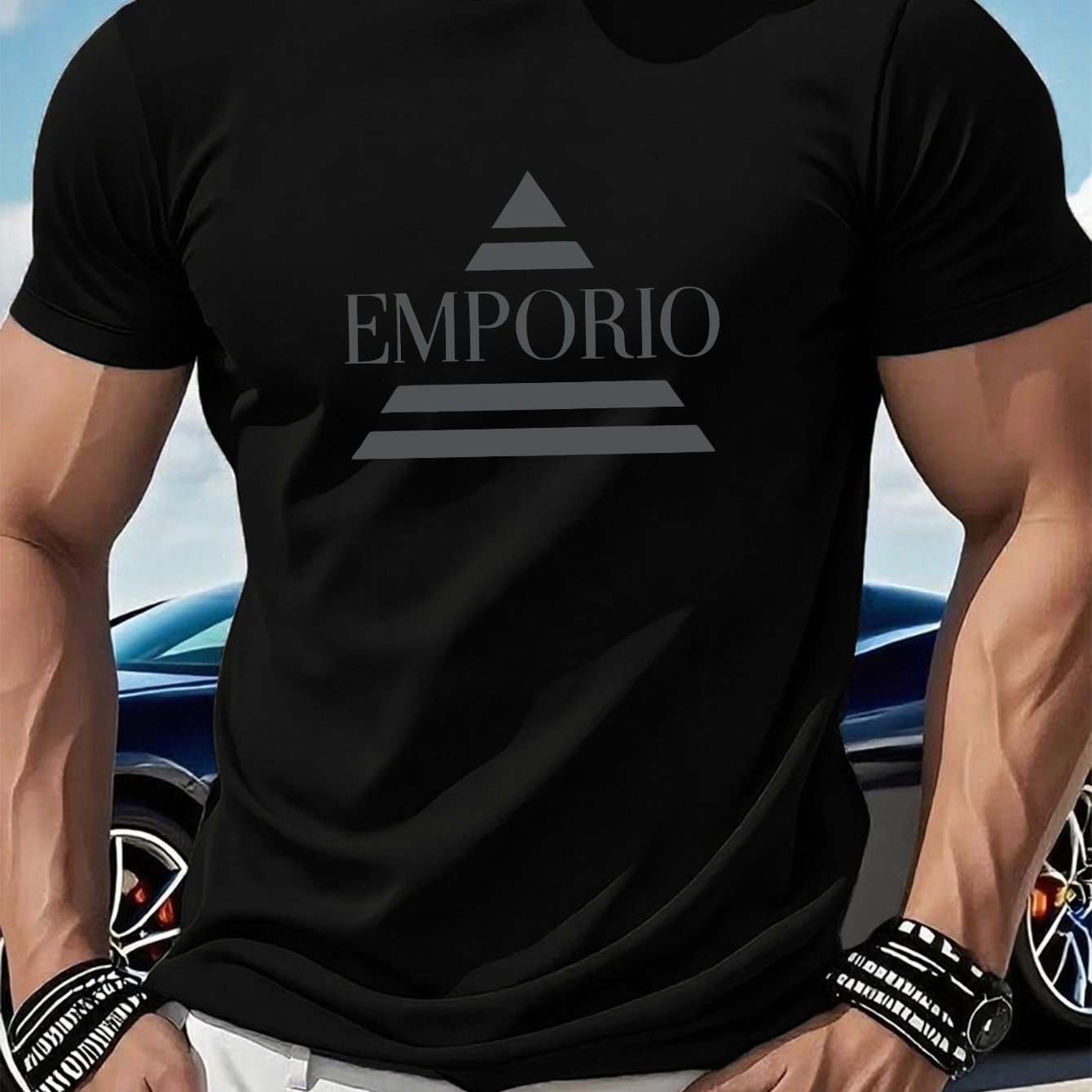 Men's 180gsm Heavyweight 100% T-shirt, Men's Graphic T-shirts, 1pc Bosh Briure Pattern Men's T-shirt, for Casual, Sports, and Holiday Wear - ayq