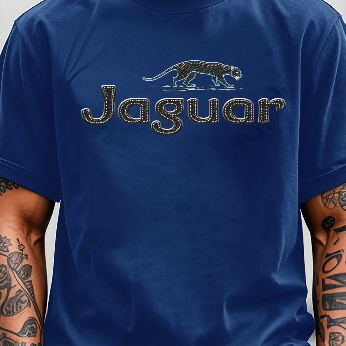 Men'S Jaguar Print Y2K Style T-Shirt - Red, Breathable Comfortable Short Sleeve Crew Neck Tee for Casual Wear, Outdoor Activities, and Everyday Comfort, Everyday Clothing Y2K Fashion Tee Comfortable Fit
