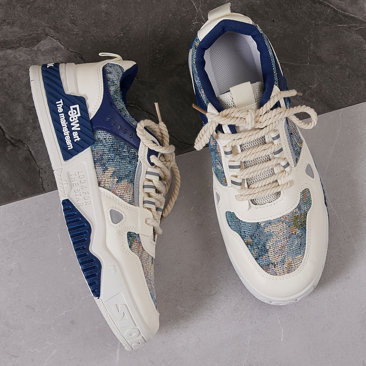 Men's Trendy All-Season Sneakers - Breathable, Non-Slip Casual Sport Shoes with Thick Platform Sole, Lace-Up Design, Fashion Sneakers