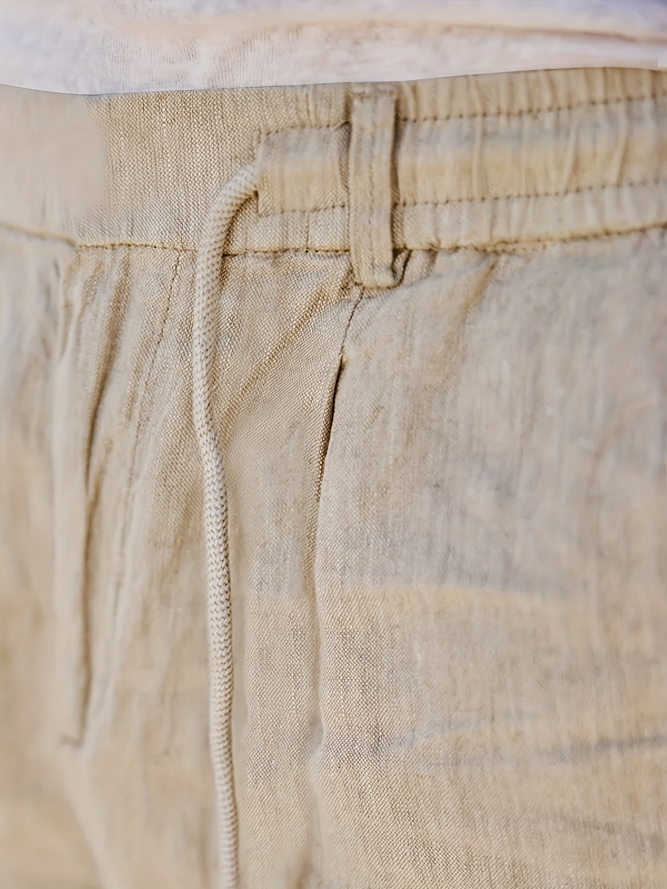 Men'S Casual Linen Drawstring Pants - Comfortable Straight Fit, Lightweight & Breathable for Beach & Outdoor Activities, Beach Casual Wear|Straight Fit Pants|Lightweight Fabric