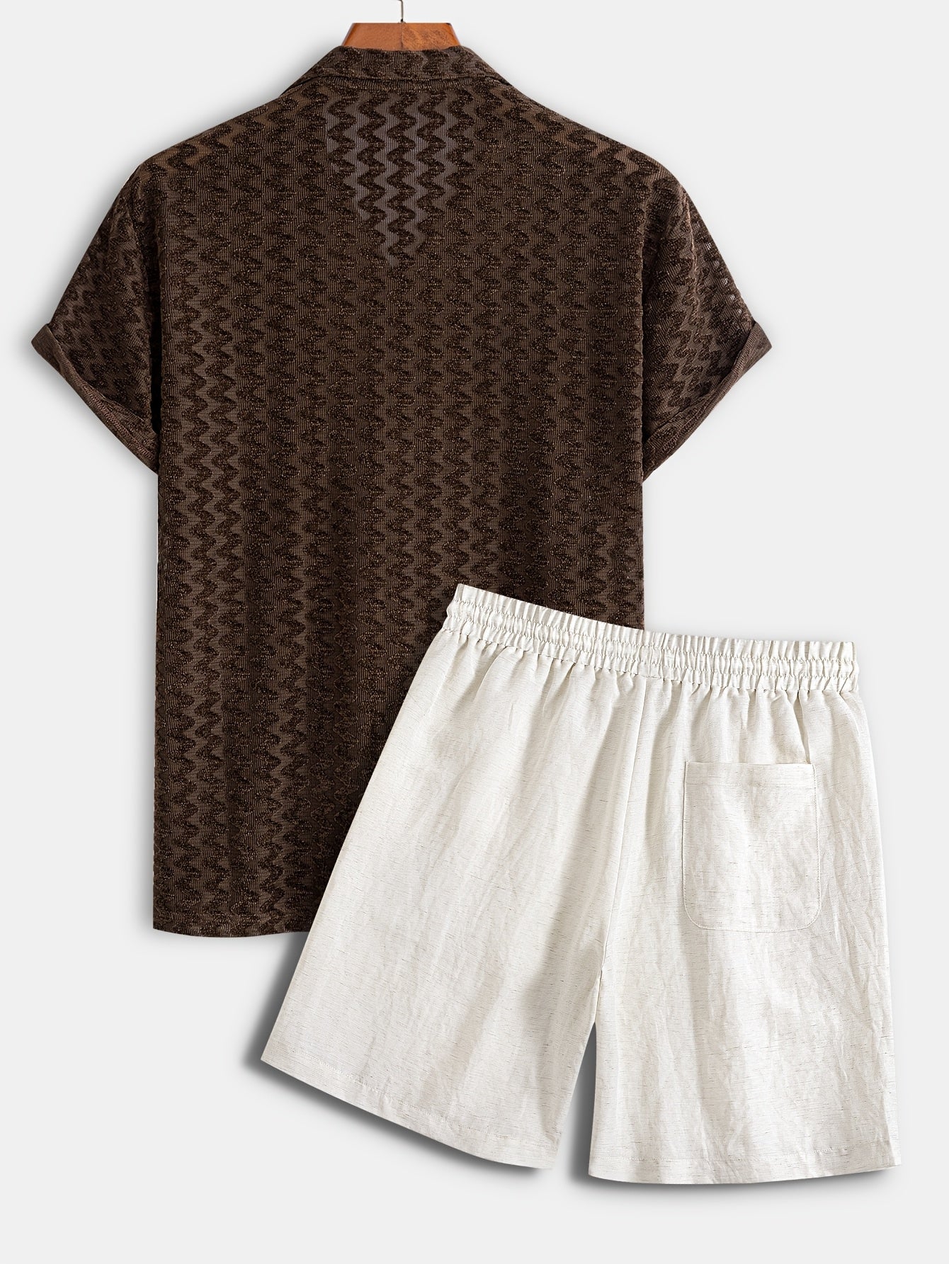 Men's Stretch Jacquard Short Sleeve Shirt & Shorts Set