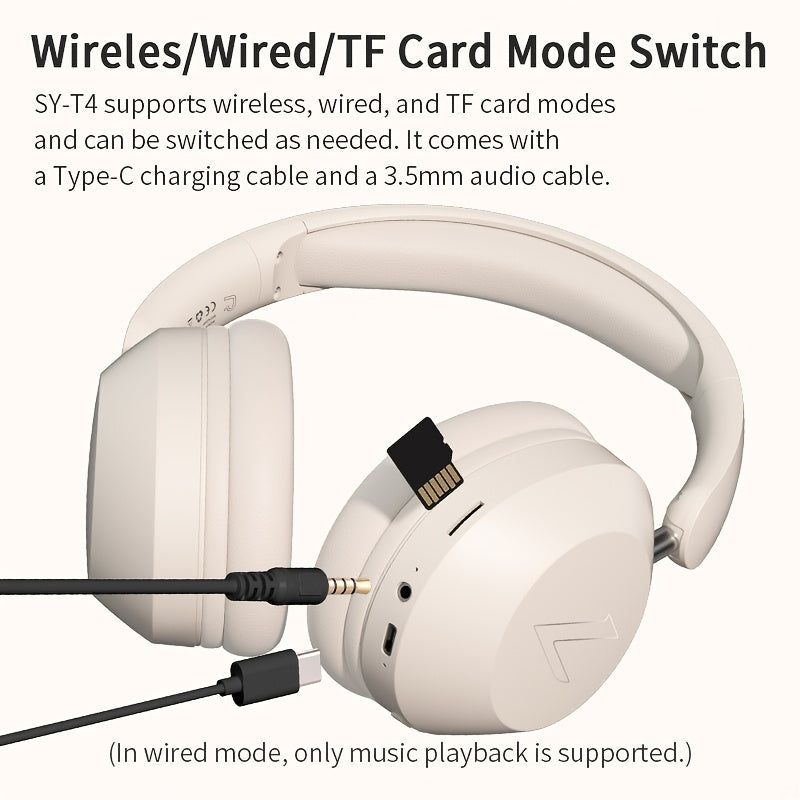 Wireless Headset with Pressure Relief Design, Bass Boost Built-in Microphone, Telescopic and Rotatable Flat Design, Auxiliary TF Mode for Gaming and Sports Use, Wireless Sports Earbuds, Office and Travel Compatible, Powerful