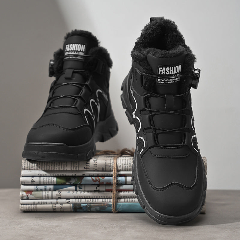 ZQBOBING Men'S Winter Hiking Boots - Slip-Resistant Traction, All-Season Outdoor Trekking Shoes with Cushioned EVA Insole - Lightweight Ankle Support for Mountain Climbing, Snowshoeing, Everyday - Brown/Black Accent - Lace-Up