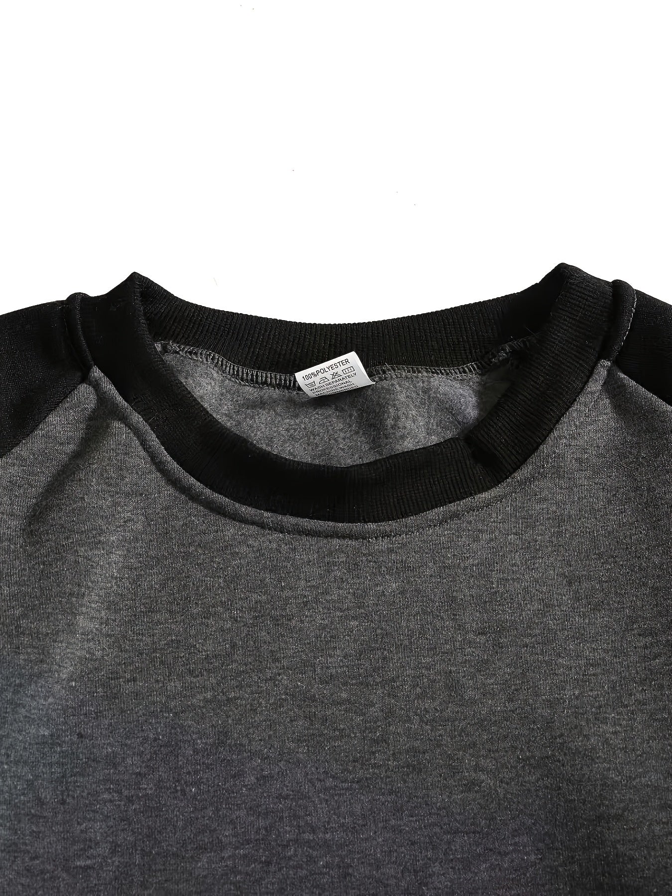 Men's Casual Crew Neck Black Print Sweatshirt for Spring/Fall