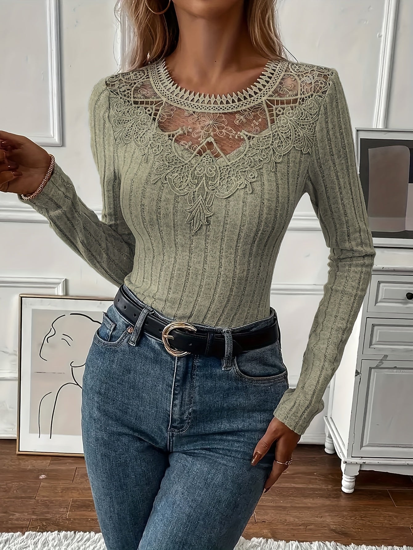 Directional Women'S French Lace Long Sleeve T-Shirt