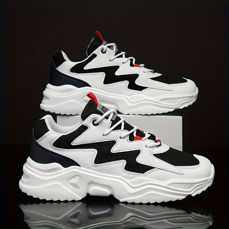 Men'S Casual Sports Shoes, Solid Color, Round Toe, Lace-Up, Faux Upper, Mesh Inner, EVA Sole, Cloth Insole, All-Season Comfort Sneakers