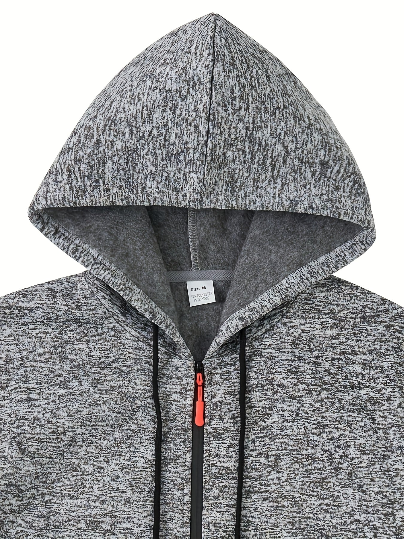 Men's Casual Sports Hoodie and Pants Set with Zipper, Drawstring, Fleece-Lined - Polyester Blend, Machine Washable