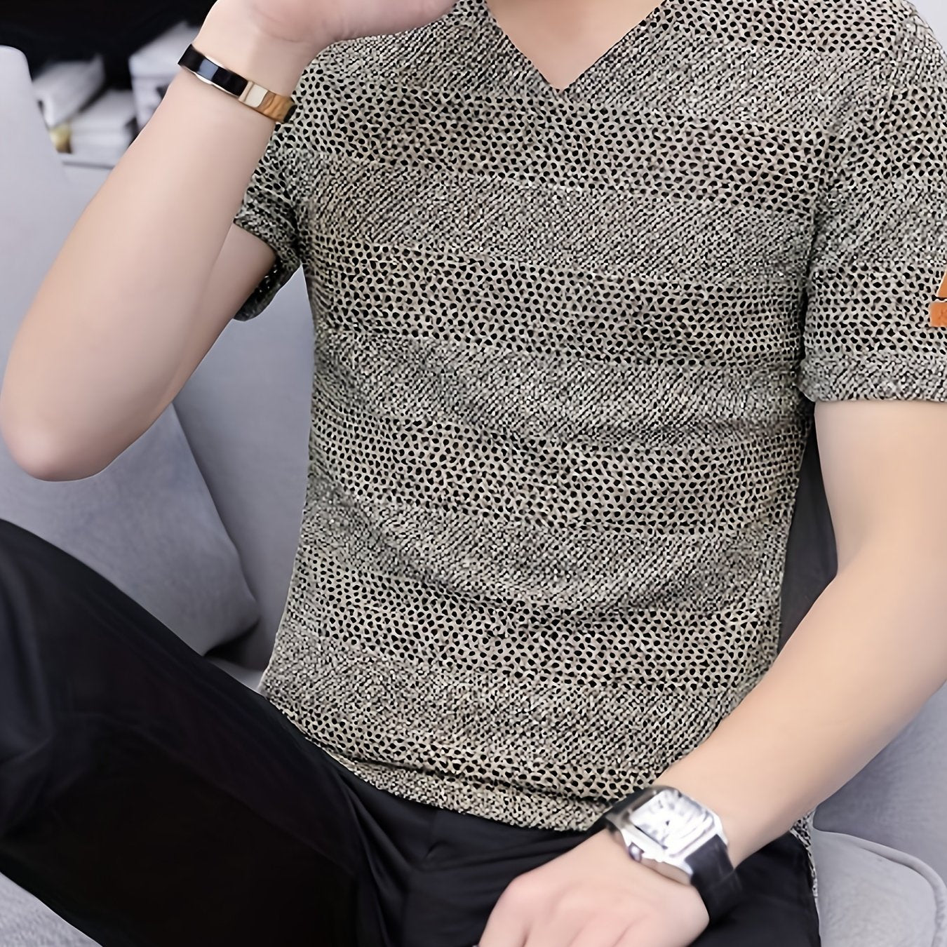 Men's Short-Sleeve T-Shirt Summer Hollow-Out Cool High-End Half Sleeve Breathable Non-See-Through
