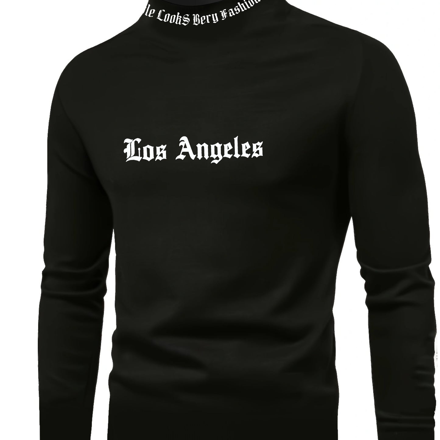 Men'S Long Sleeve Crewneck T-Shirt - Los Angeles Print, Soft Fabric, Casual Fit for Fall Sports Fitness Activities, Weekend Casual Top Trendy Casual Style Smooth Texture Fabric