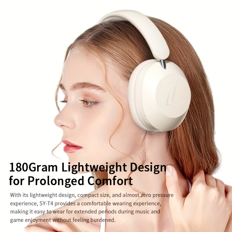 Wireless Headset with Pressure Relief Design, Bass Boost Built-in Microphone, Telescopic and Rotatable Flat Design, Auxiliary TF Mode for Gaming and Sports Use, Wireless Sports Earbuds, Office and Travel Compatible, Powerful