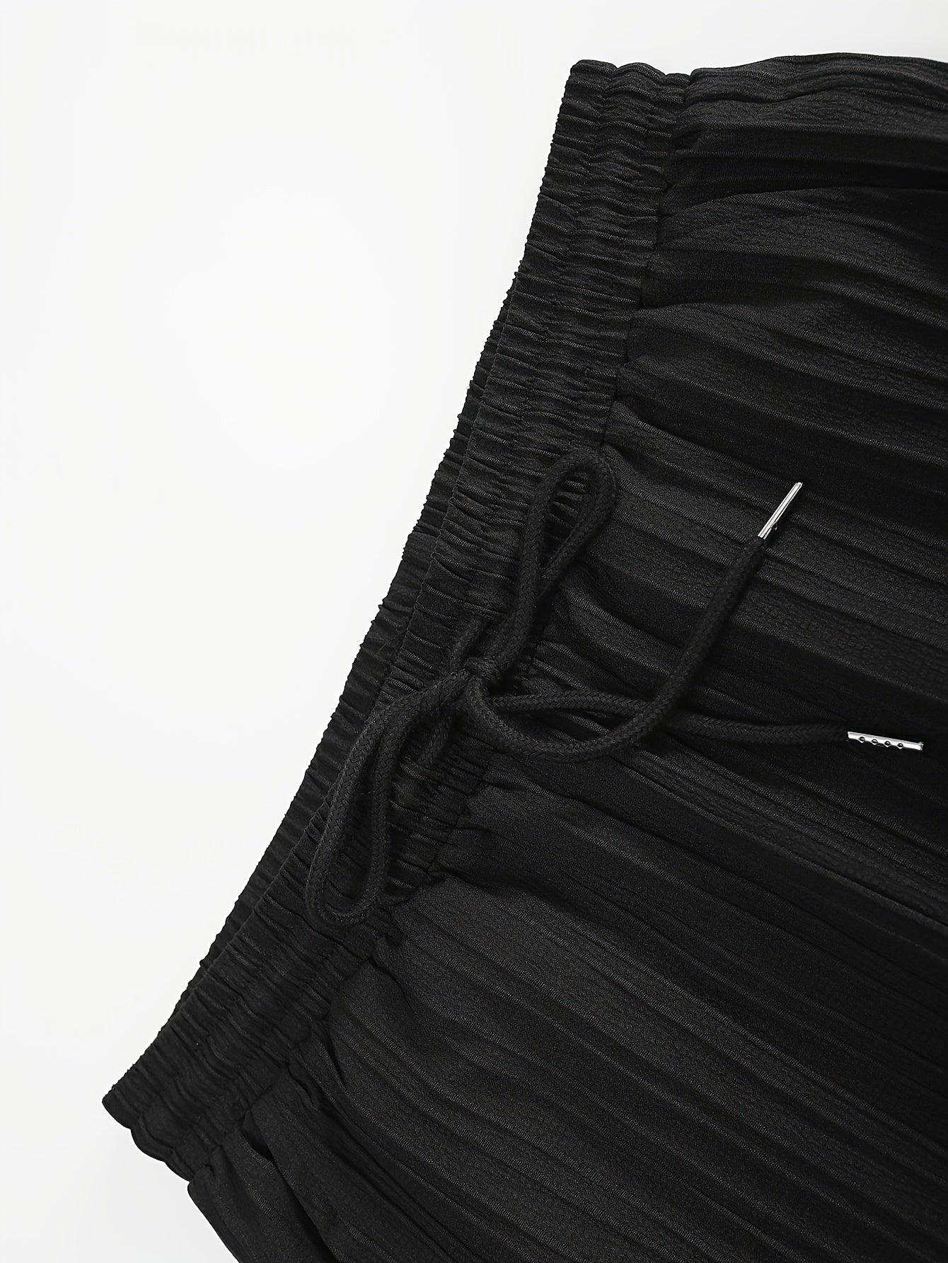 Men's New Trendy Textured Wave Stripe Short Sleeve Long Pants Casual Suit