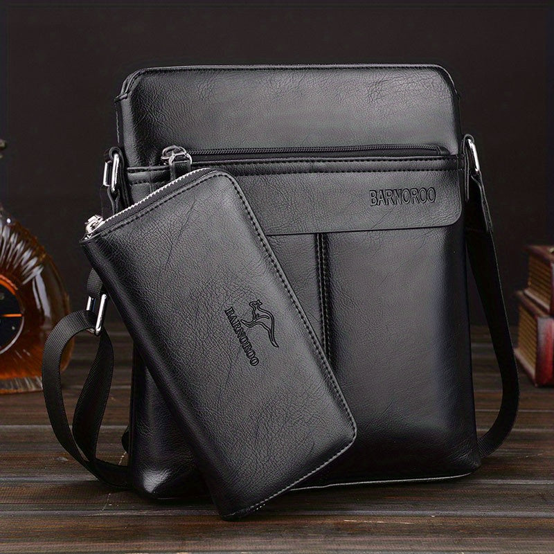 2pcs/set Men's Simple Business Shoulder Bag Crossbody Bag Portable Zipper Clutch Bag Gift For Men Father's Day Gift