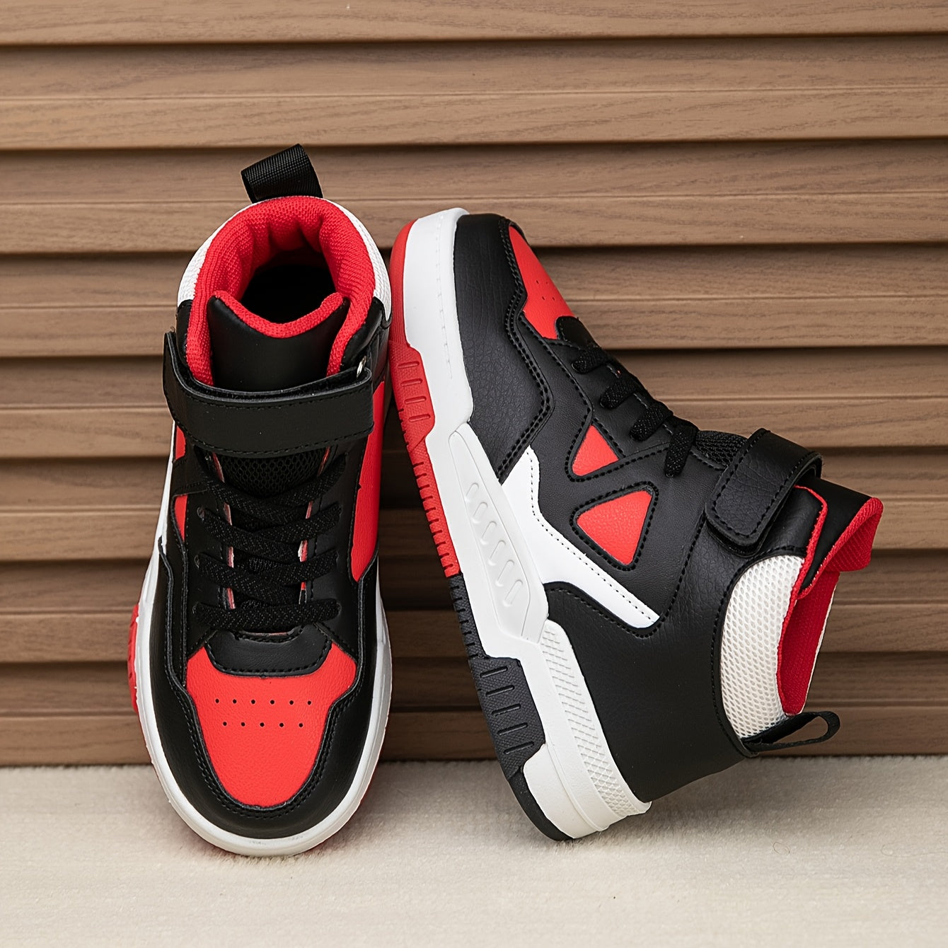 Youngsters' High-Top Sneakers with Color Block Design - Breathable, Non-Slip & Durable for Boys and Girls - Perfect for Outdoor Activities & Casual Attire