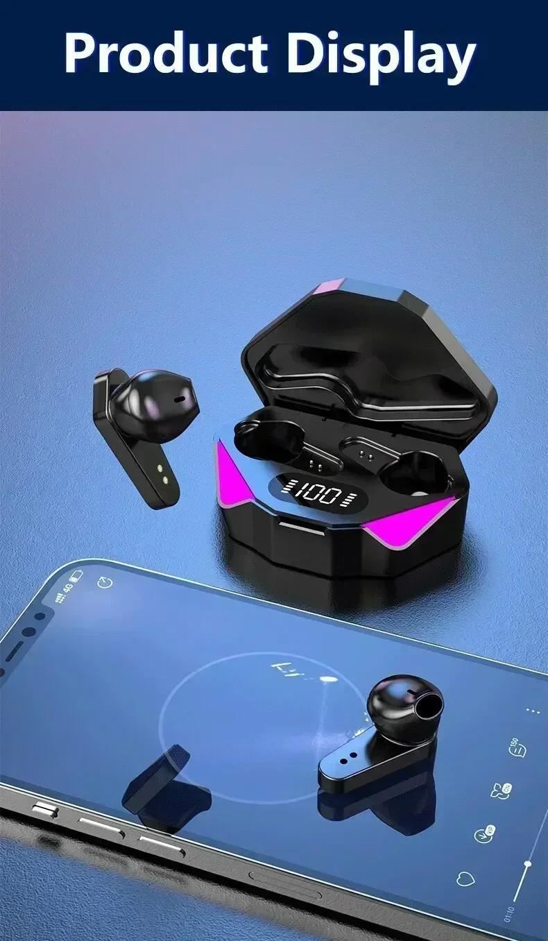 NEW X15 Earphones Bluetooth Wireless Gamer Headphones 65ms Low Latency Earbuds Fone Gamer Headset Gamer with Mic Handfree