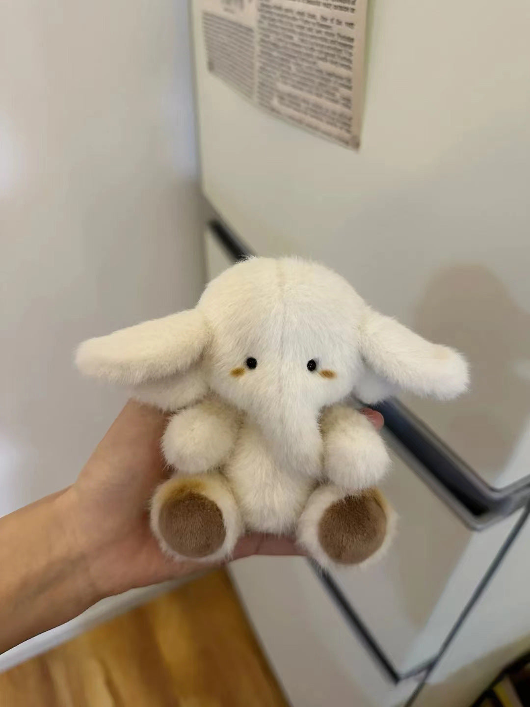 New Cream White Big Ears Elephant Plush Toy, Adorable Fluffy Doll Pendant Valentine's Day Gift