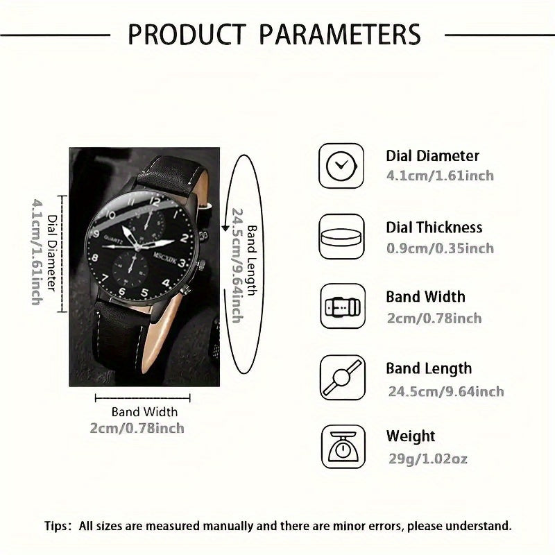 5pcs men&women's Watch Set - Stylish Casual Quartz Wristwatch, Necklace, Bracelet, Ring, and Glasses, Suitable for Women&women