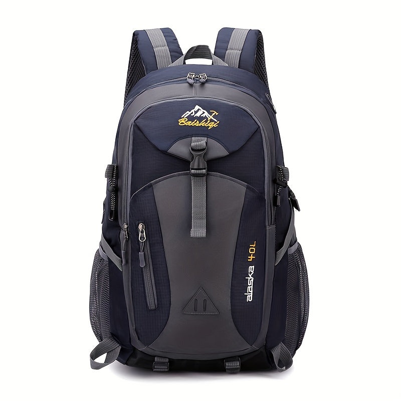 40L Black Oxford Backpack for Hiking, Travel & Outdoor Adventures - Lightweight, Durable with Adjustable Straps, Design, Perfect for Camping, Cycling & Student Use