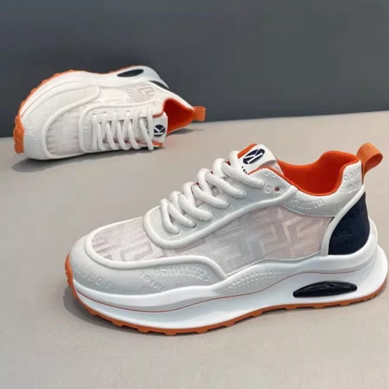 Men's Lightweight Breathable Low-Top Sneakers - PU Upper PVC Sole, White/Navy/Red Accents, Lace-Up Round Toe for Casual, Outdoor, Running Gym - All-Season Comfort Shoes, Casual Footwear, Geometric Pattern, Comfortable Fit