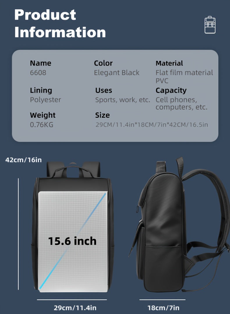 Men'S Stylish Large Capacity Commuter Backpack - Black Oxford Fabric, Durable with Multiple Compartments and Adjustable Straps, Ideal for Office, Student, University, School, Travel, Commute, Travel Backpack Casual Style Ba