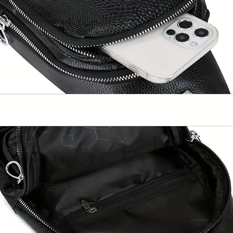 1pc Men's Fashion Crocodile Pattern Waist Bag, Multifunctional Shoulder Trendy Bag