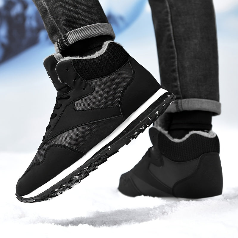 Men'S Winter Snow Boots - Warm Non-Slip Rubber Sole, Suitable for Hiking and Rock Climbing, Casual Fashion Street Style Lace-Up Design