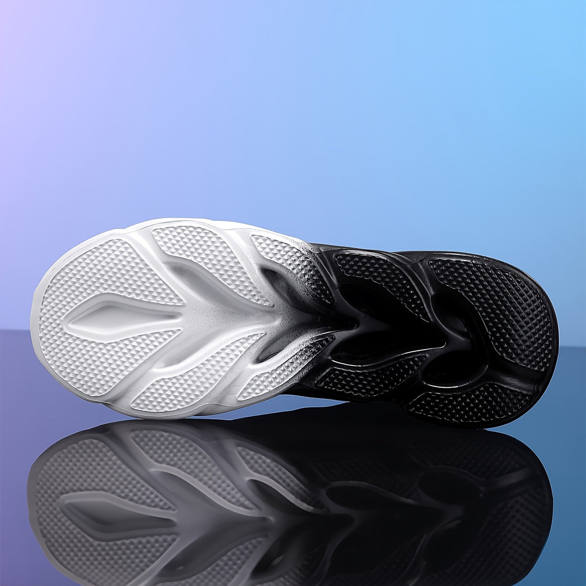 Trendy Black White Gradient Sneakers - Breathable Mesh, Thick Sole for Height Boost, Fashion Athletic Casual Running Shoes with Flame Design, Perfect for Students Casual Attire, High Top Sneakers