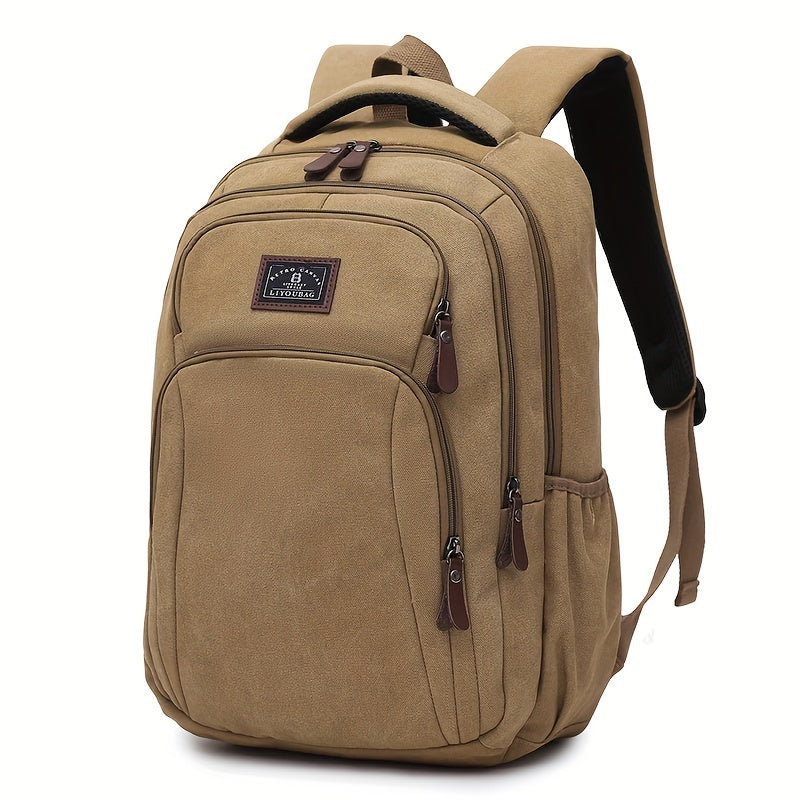 Men's Large Capacity Travel Backpack - Lightweight Laptop Bag with 39.62cm Laptop Compartment, Multiple Zippered Pockets, Padded Shoulder Straps - Durable Backpack for Business, School, Vacation - Tan/Brown
