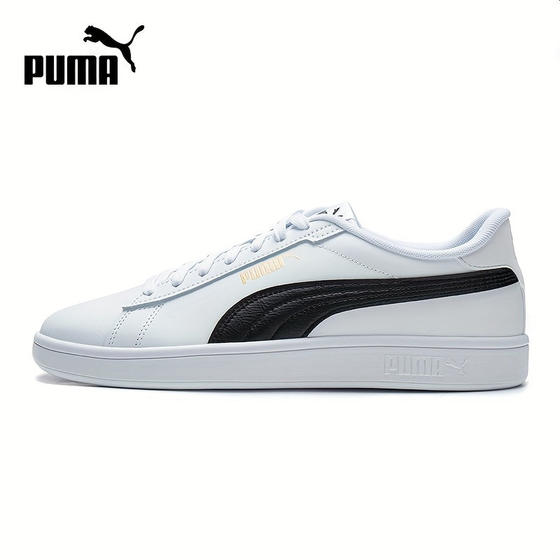 PUMA Unisex Low-Top Casual Sneakers - White Black Contrast Design, Breathable PU Upper Rubber Sole, Lace-Up Comfort Shoes for Men Women, Sleek Sporty Design, Fabric Interior Lining, Durable Rubber Sole