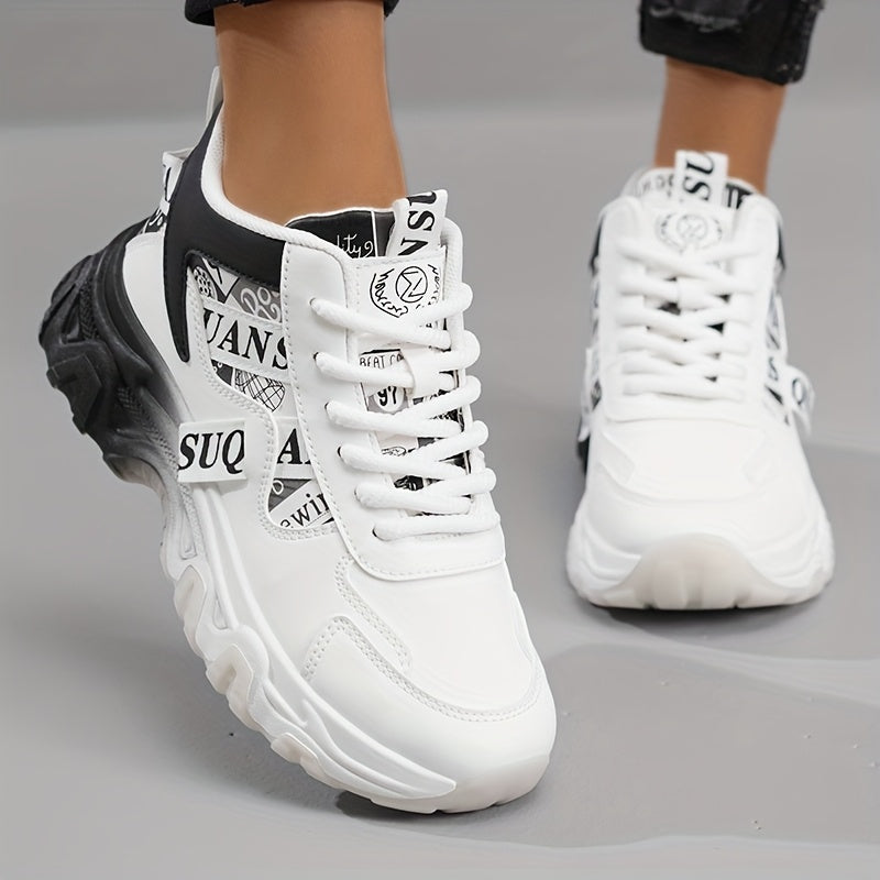 1 Pair Women'S Fashion Sneakers - Lightweight All-Season Running Shoes with Polyurethane Upper, Fabric Inner Insole, Rubber Sole