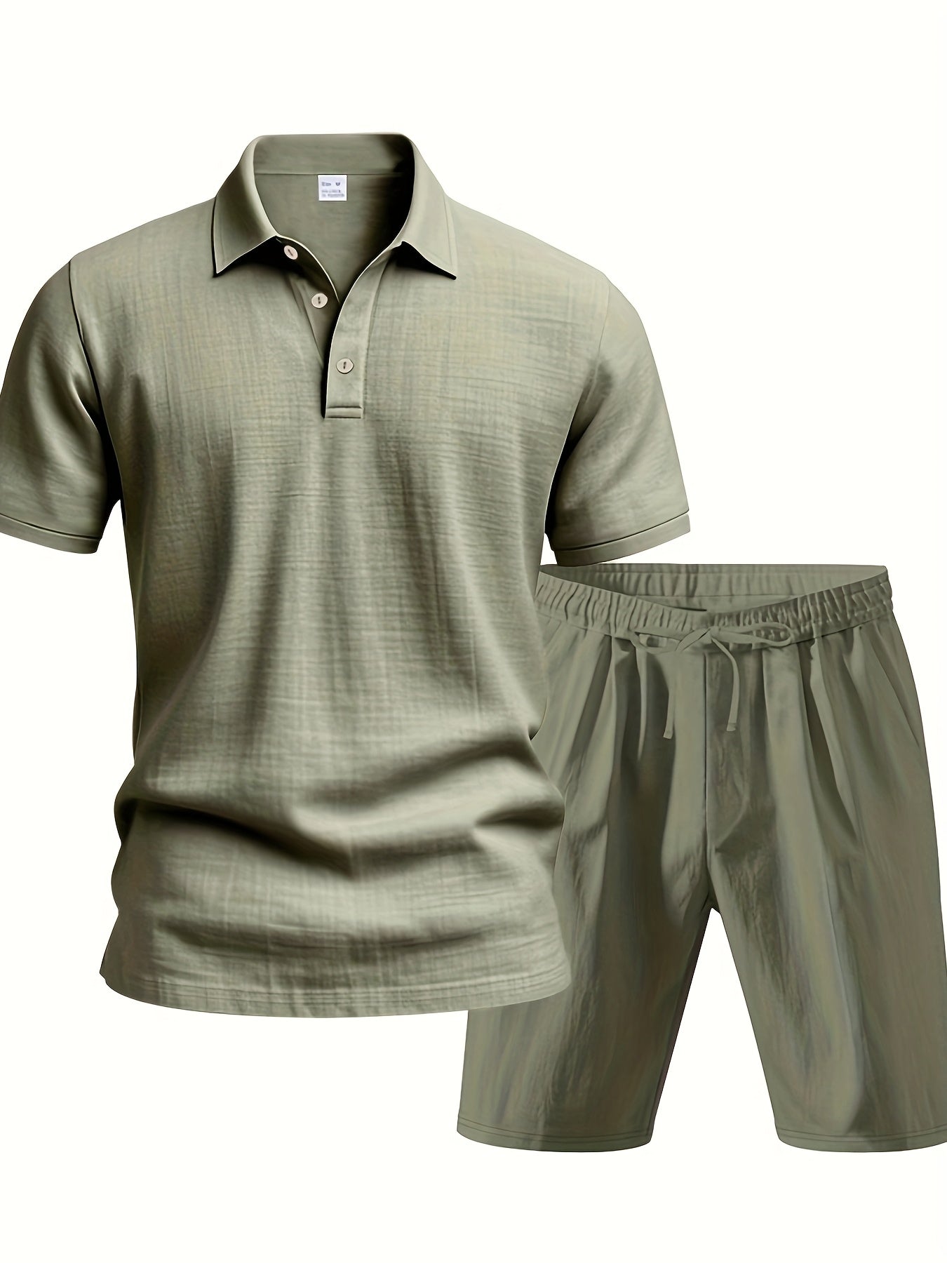 Essential for a Cool Summer! Men's Linen Shirt & Shorts Set, Comfortable Casual Outing Choice - Simple Beach Vacation Style Solid Color Linen