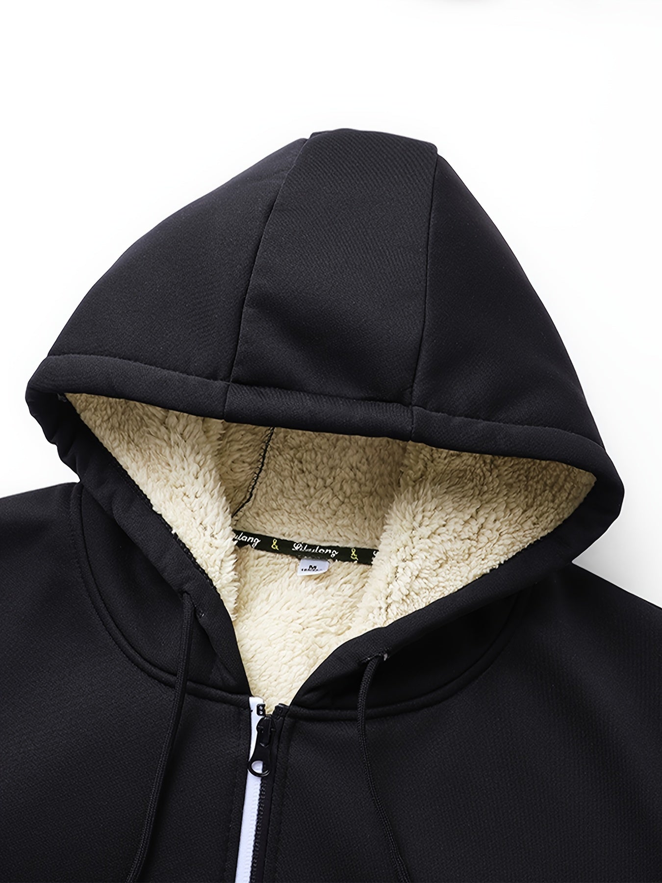 1pc Men'S Casual Style Hooded Jacket, Thick Fleece Lined, Warm