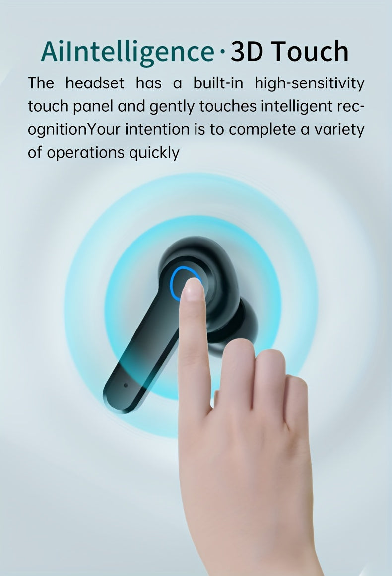 TWS wireless earbuds, 5.0 gaming headset with microphone, stereo headset, headset with display, most comfortable in-ear, high sound quality, high color value sports headphones, long battery life