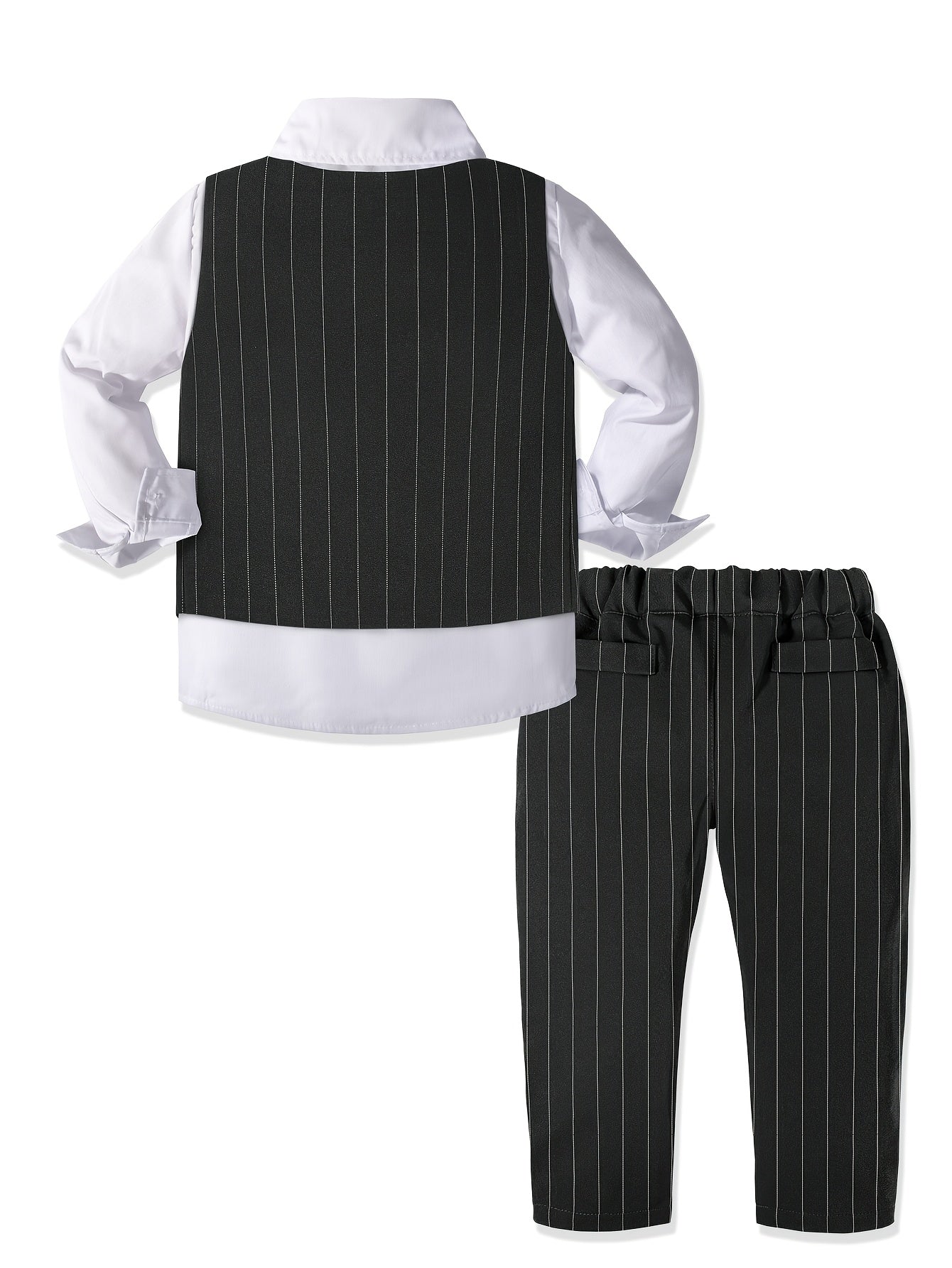 Boys' Striped Vest Suit with White Shirt and Trousers