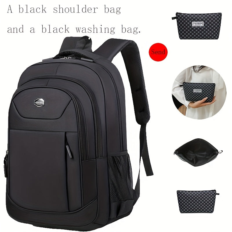 Large Capacity Laptop Backpack for Men & Women - Business Travel, Commuting, School Backpack with 39.62cm Laptop Compartment, Front Zipper Pocket, Side Pockets - Durable Lightweight Backpack for Professionals & Students - Bla