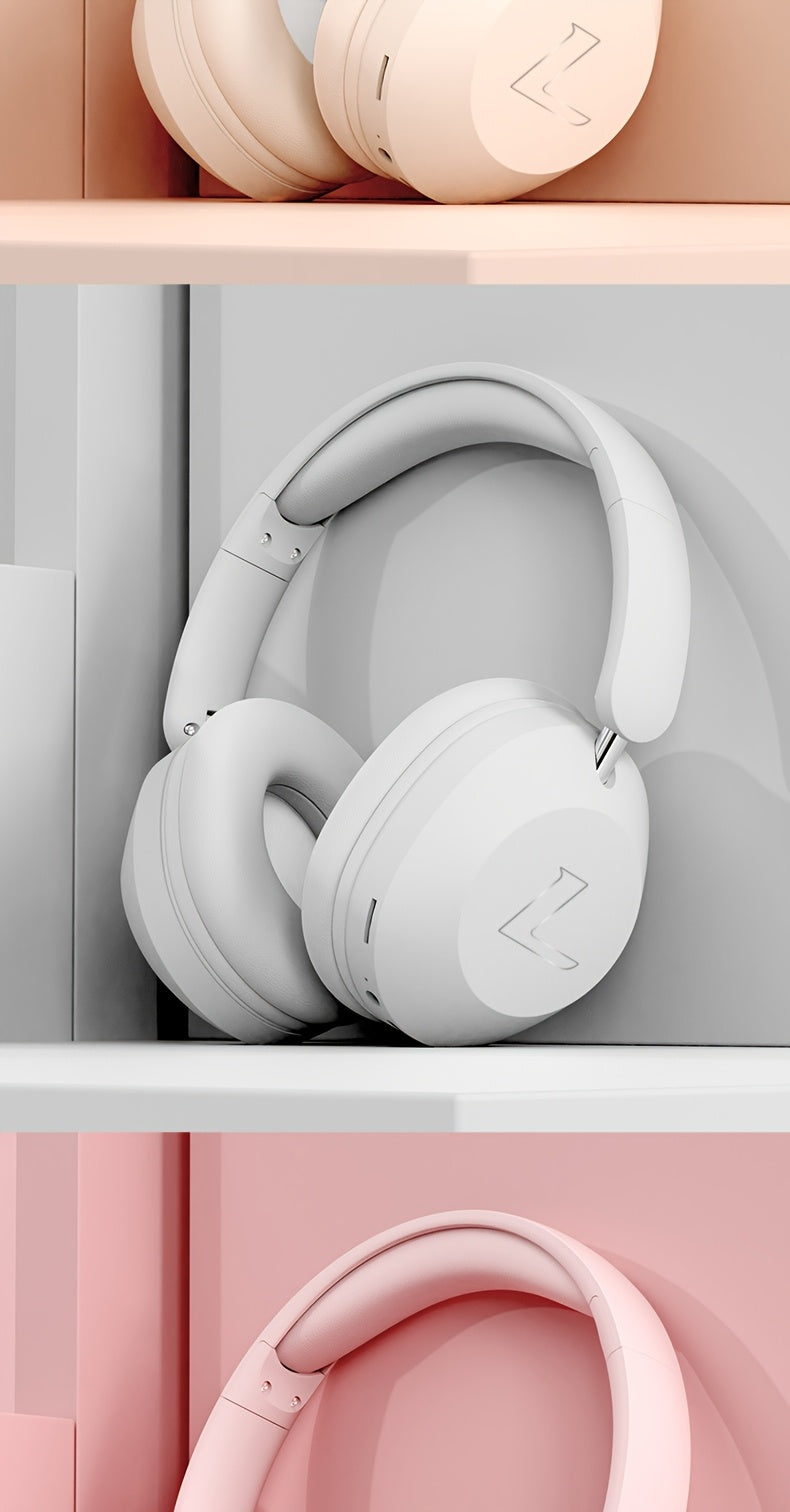 Wireless Headset with Pressure Relief Design, Bass Boost Built-in Microphone, Telescopic and Rotatable Flat Design, Auxiliary TF Mode for Gaming and Sports Use, Wireless Sports Earbuds, Office and Travel Compatible, Powerful