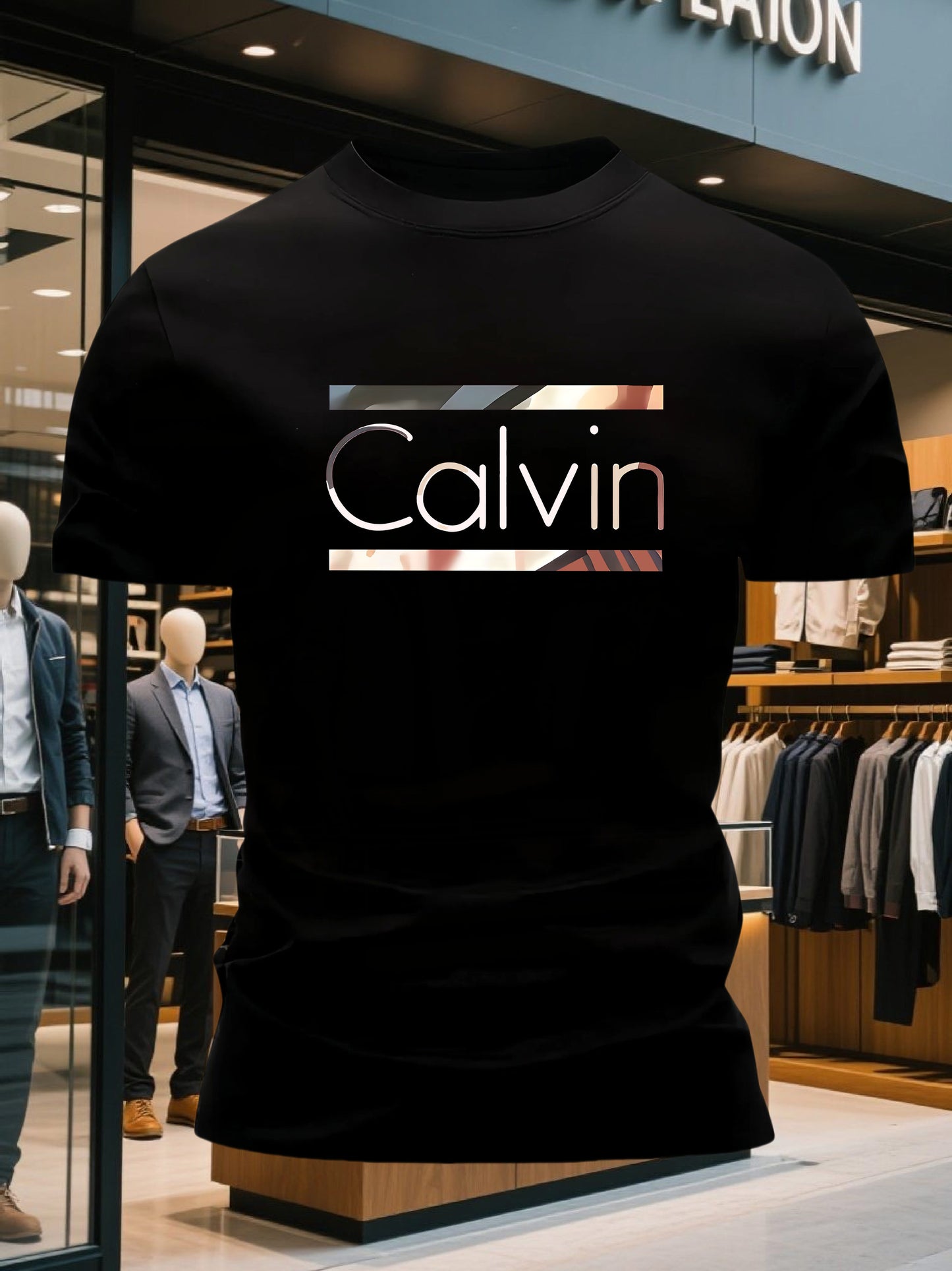 Men'S Bright Pink CALVI Graphic T-Shirt - Soft Breathable 100% Cotton Crewneck Tee, Everyday Casual Shirt for Office, Outings Gym - Minimalist Modern Top, Comfortable Clothing, Stylish Letter Print, Durable Fabric, Short Sl