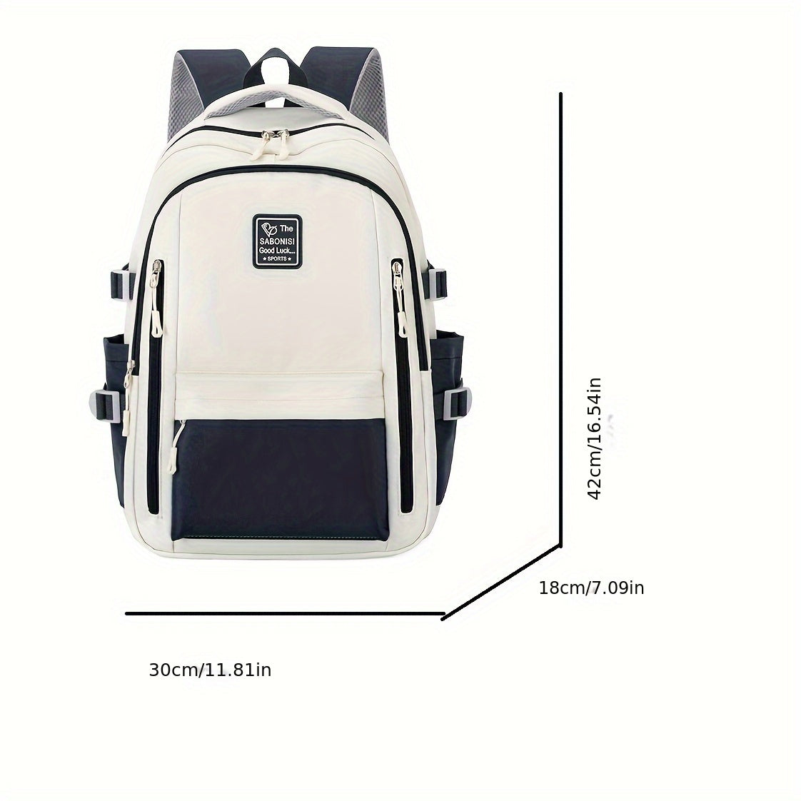 Visually Appealing Two-Tone Travel Backpack - Durable, Nylon, Lightweight with Adjustable Straps, Large Capacity School Bag for Students (No Charm), Casual Daypack Organized Storage Bag, Backpack for School