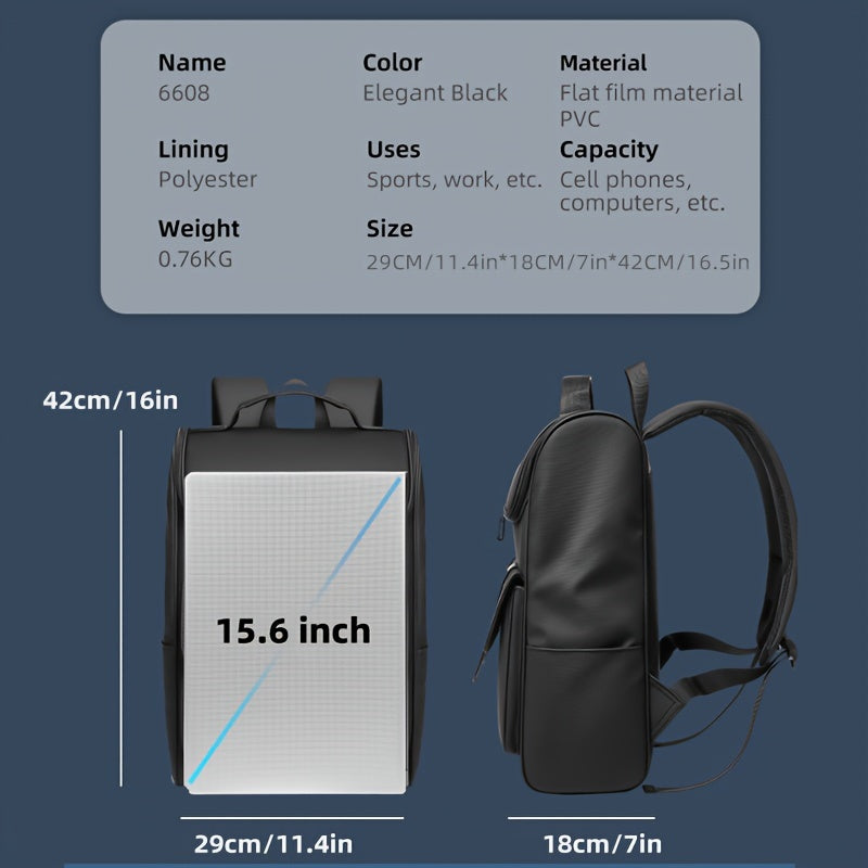 Men'S Stylish Large Capacity Commuter Backpack - Black Oxford Fabric, Durable with Multiple Compartments and Adjustable Straps, Ideal for Office, Student, University, School, Travel, Commute, Travel Backpack Casual Style Ba
