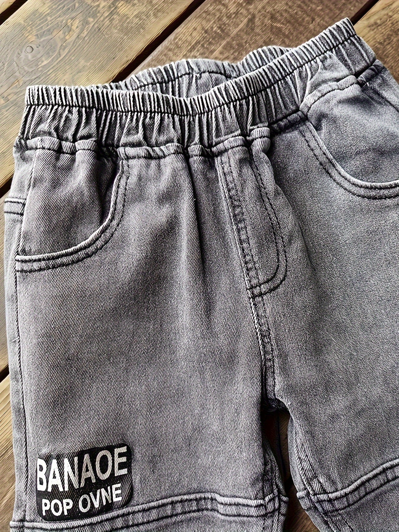 Boys' Casual Ribbed Cuff Denim Jeans for Spring/Fall