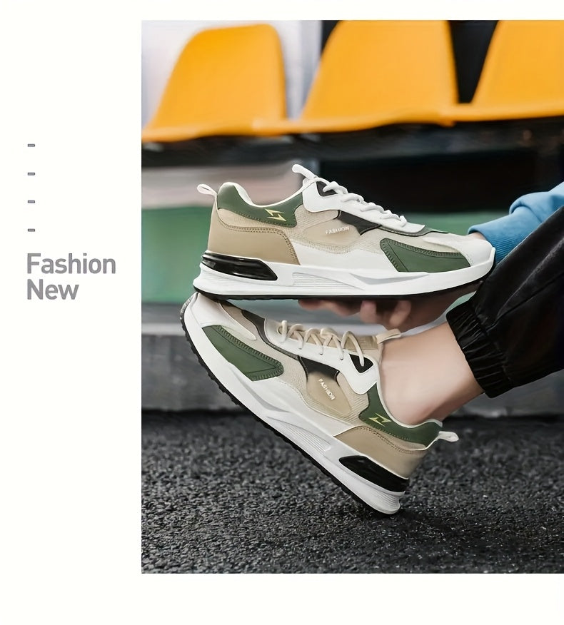 Men'S Breathable Running Sneakers with Gradient Design - Low-Top Lace-Up Casual Shoes, Durable PVC Sole, EVA Insole, Fashionable Black White Patterns, Ideal for All Seasons Outdoor Activities