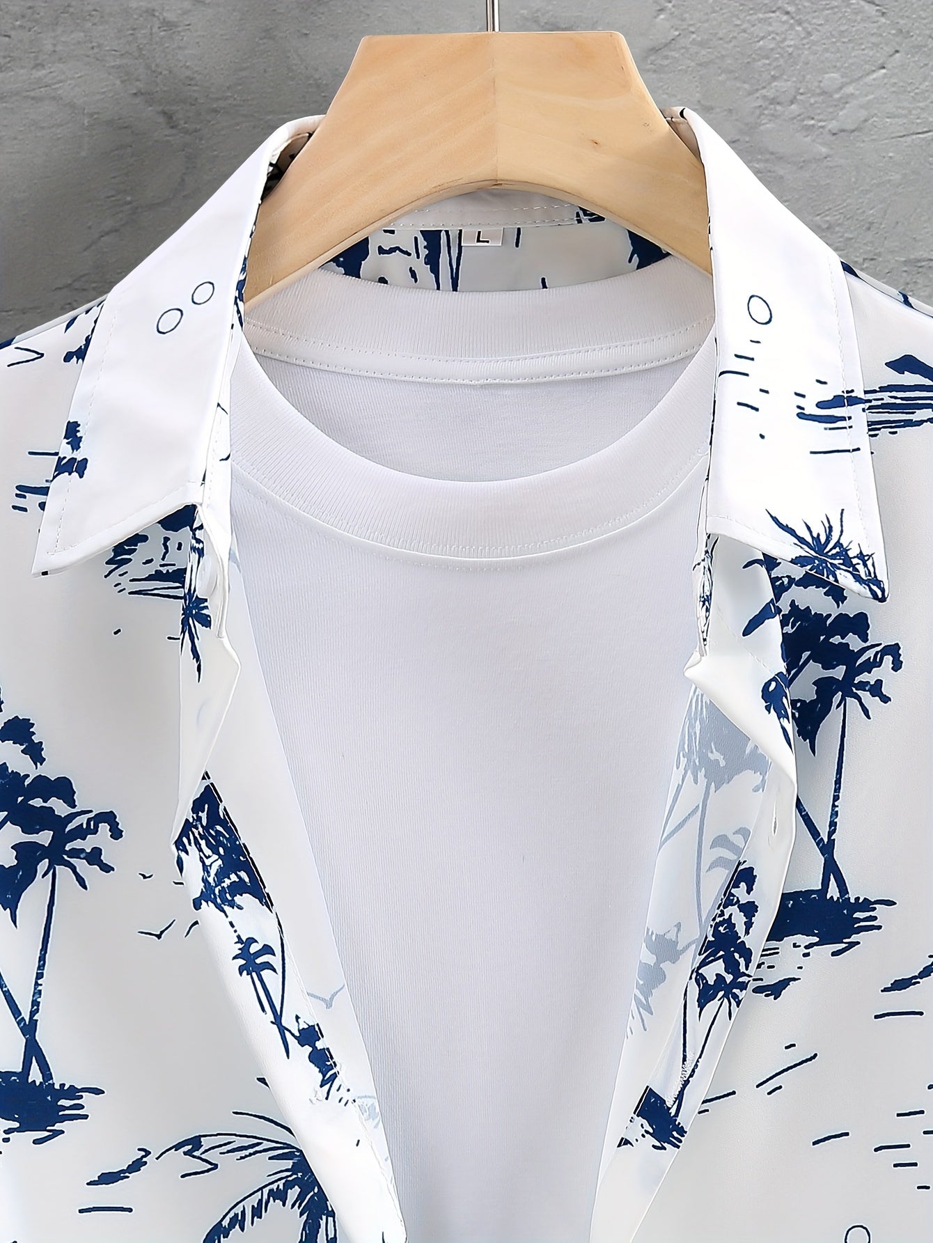 Coconut Trees, Men's 2pcs, Short Sleeve Graphic Print Button Up Shirt And Drawstring Shorts co ord set