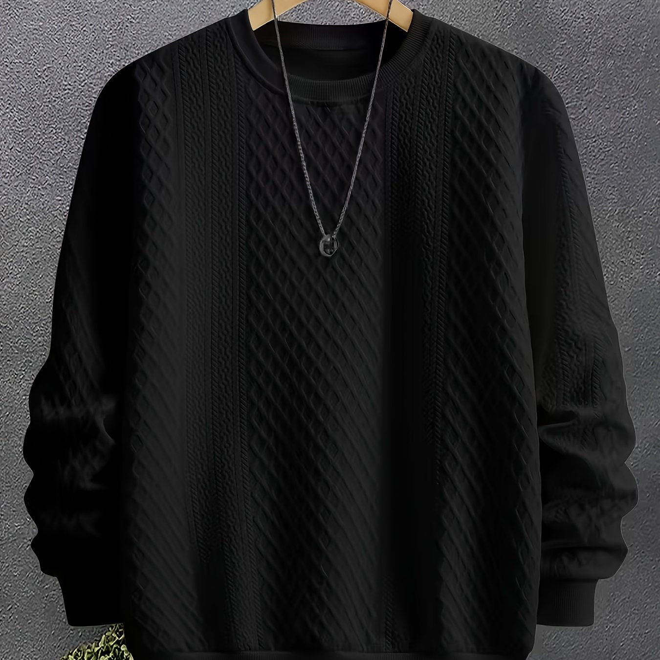 Men's Gift, Fashion Jacquard -Blend Comfortable Soft Spring/Autumn Long Sleeve New Outdoor Shirt with Elastic Hem and Ribbed Patchwork, Suitable for Daily Work, Vacation, and Outdoor Wear