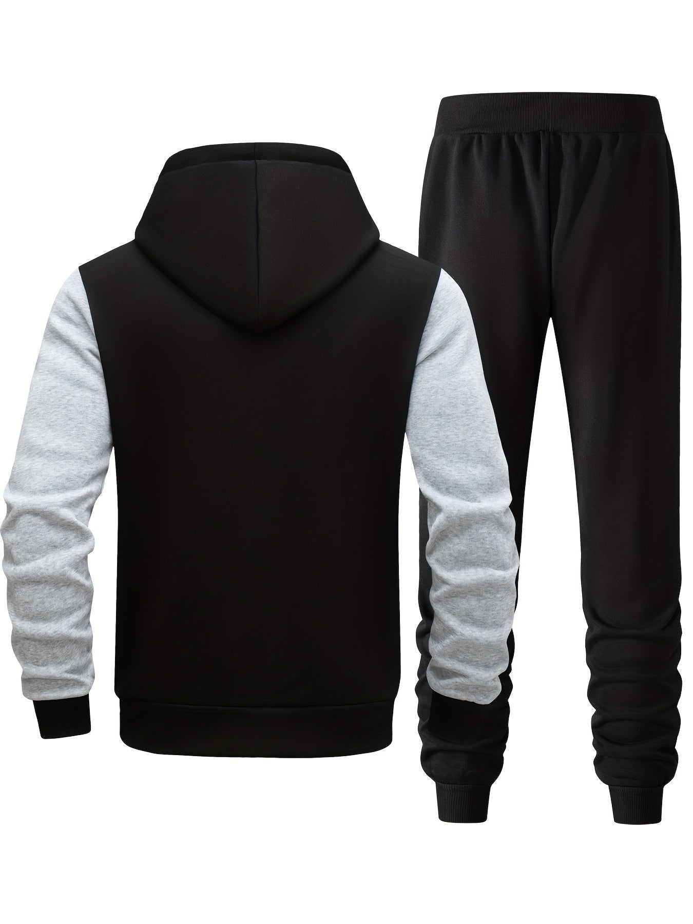 Men's Hooded Letter Print Tracksuit, 2pcs Casual Sports Set, Fashion Hoodie With Full-zip And Elastic-waist Pants, Regular Fit, Outdoor Cloth