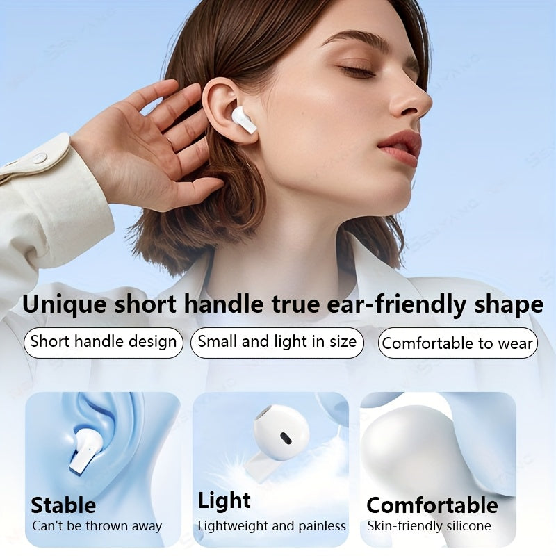 2025 New Style True Wireless semi in-ear sports music headset mini Earbuds TWS HIFI bass Stereo HD calling Stereo Earphones for Android for iPhone Cellphone gaming Earpieces smart couples headphones